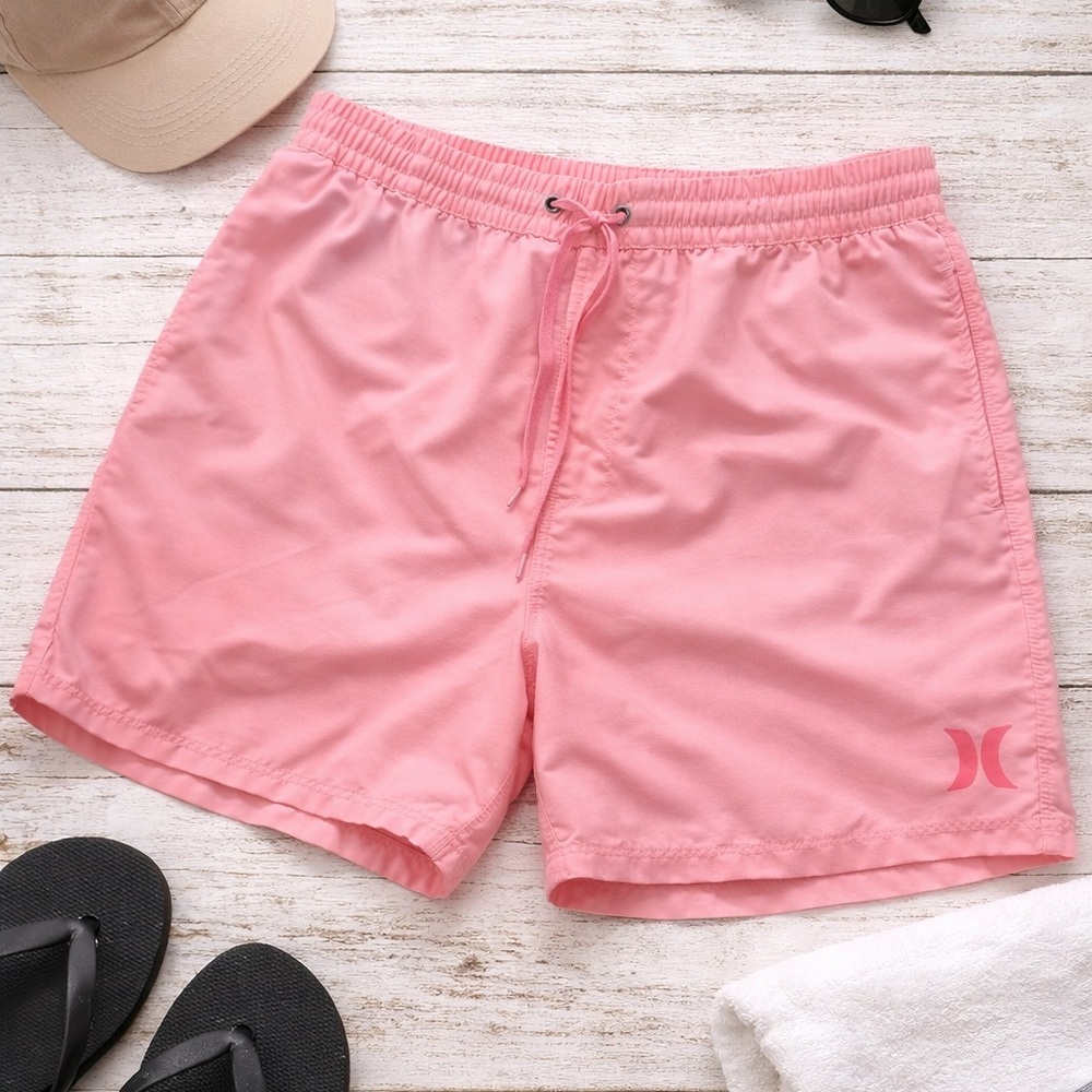 Hurley Pink Swim Trunks XL | Elastic Waist Board Shorts